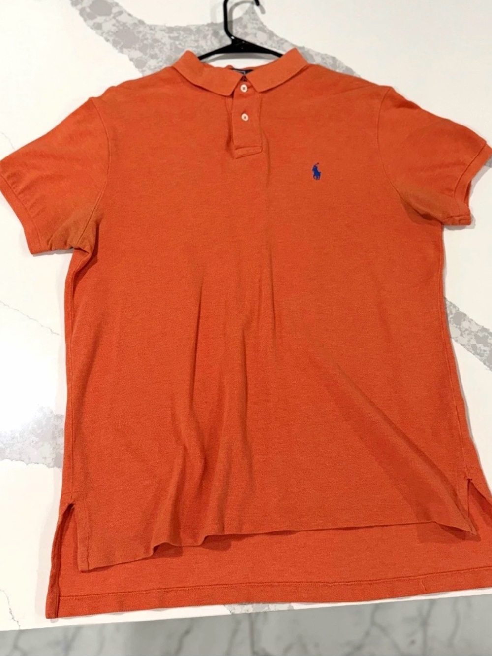 Polo Ralph Lauren Custom Fit Orange Solid Knit Polo Shirt Logo size L